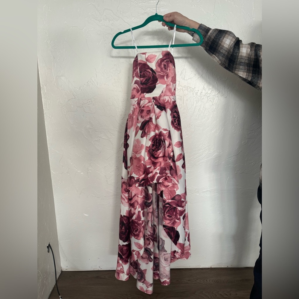 Cute floral high low prom dress